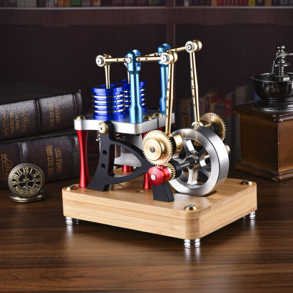 Alpha Balance Beam Dual-Cylinder Dual-Piston Hot Air Stirling Engine External Combustion Engine Model - Image 4