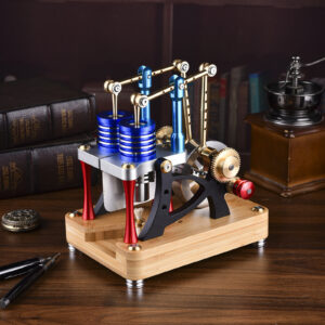 Alpha Balance Beam Dual-Cylinder Dual-Piston Hot Air Stirling Engine External Combustion Engine Model