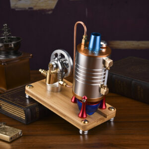 Retro All-metal Vertical Steam Engine Model with Base, Boiler and Alcohol Lamp
