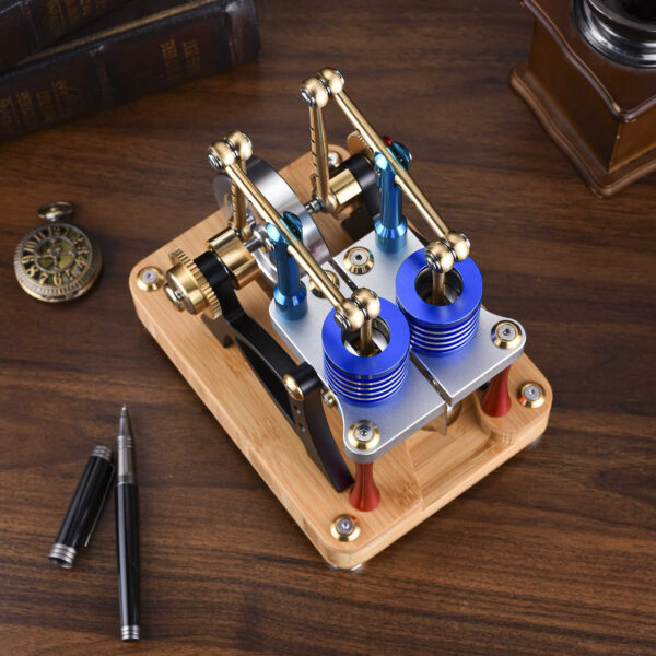Alpha Balance Beam Dual-Cylinder Dual-Piston Hot Air Stirling Engine External Combustion Engine Model - Image 2