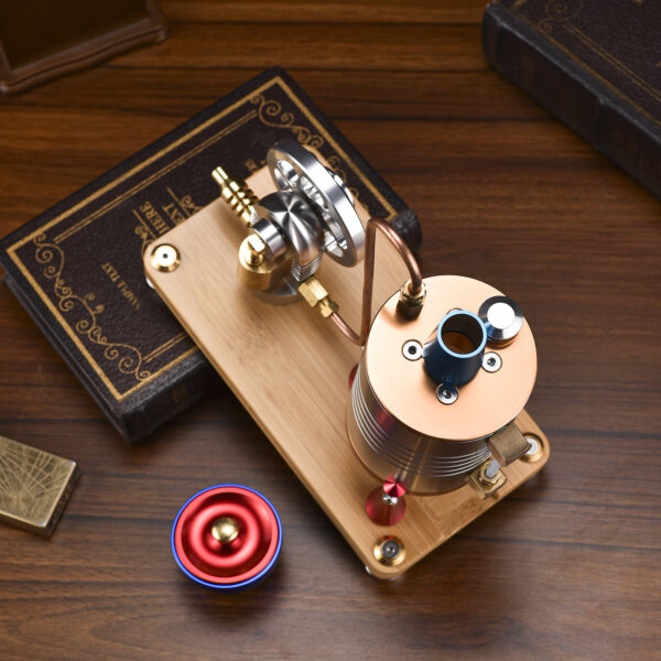 Retro All-metal Vertical Steam Engine Model with Base, Boiler and Alcohol Lamp - Image 4