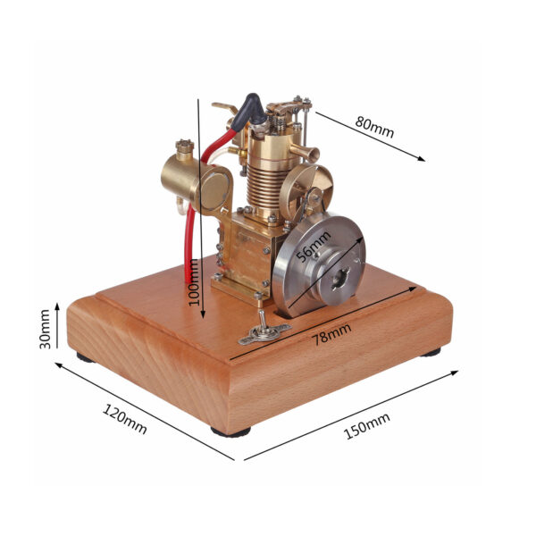 M16 1.6cc Mini 4 Stroke Gasoline Engine Model Vertical Air-cooled Single-cylinder Engine with Wooden Base - Image 4
