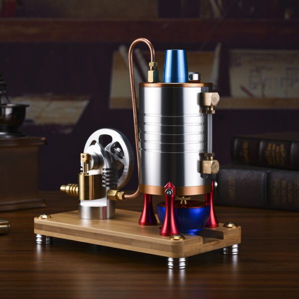 Retro All-metal Vertical Steam Engine Model with Base, Boiler and Alcohol Lamp - Image 5