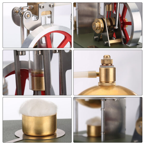 ENJOMOR DIY Assembly Steam Engine Kit Retro Vertical with Spherical Boiler DIY KIT - Image 4